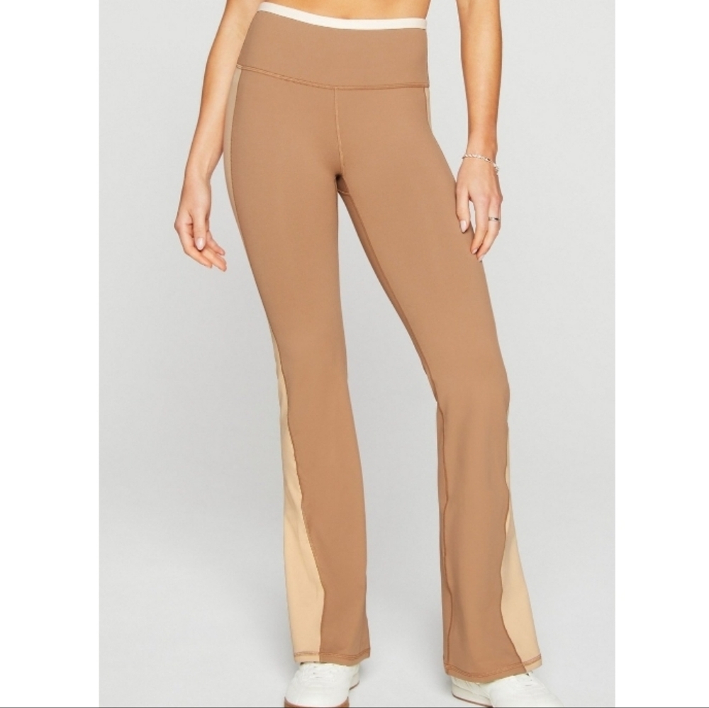 Fabletics Tan and Cream Joggers